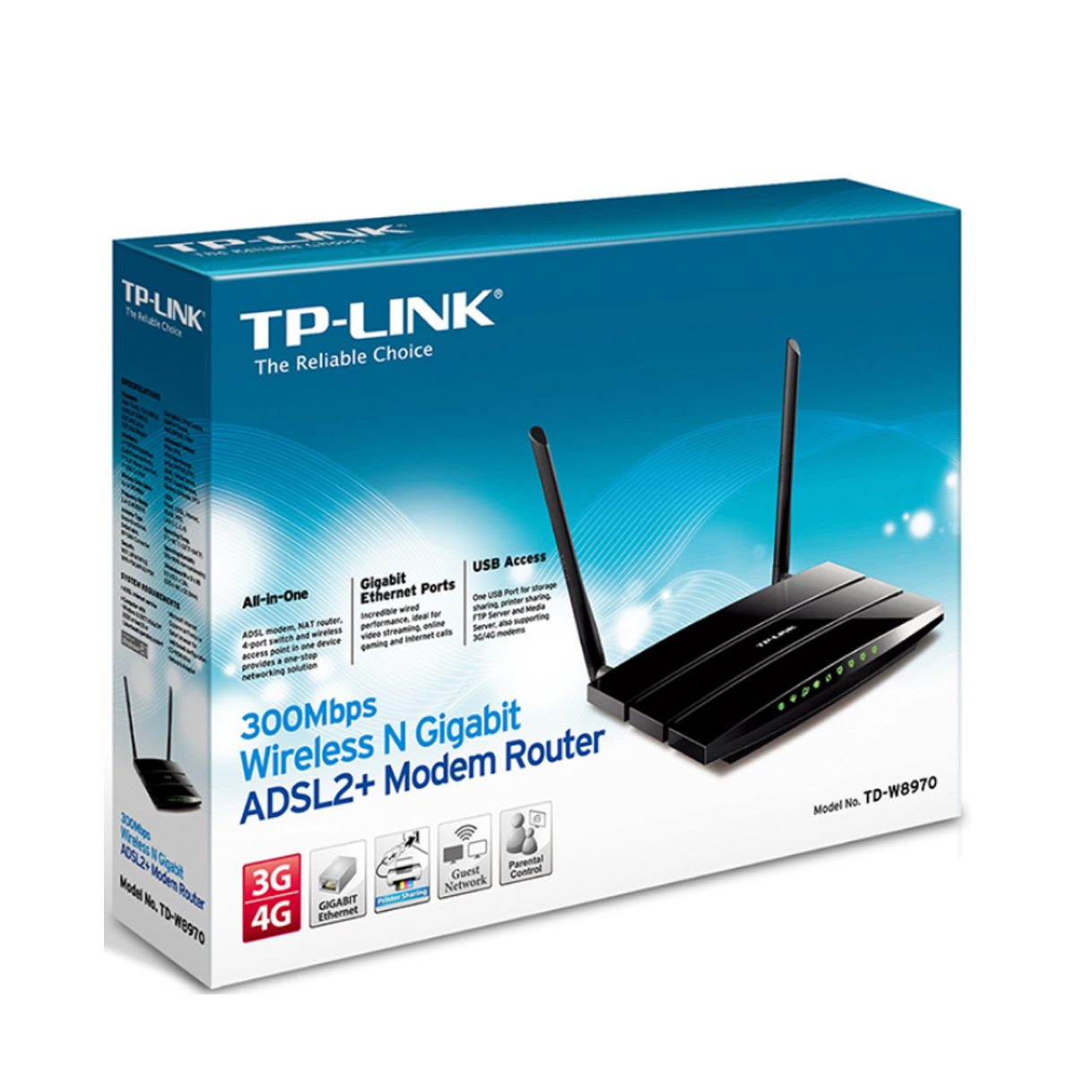 مودم روتر دوبانده بی‌سیم +ADSL2 تی پی لینک مدل TD-W8970-4